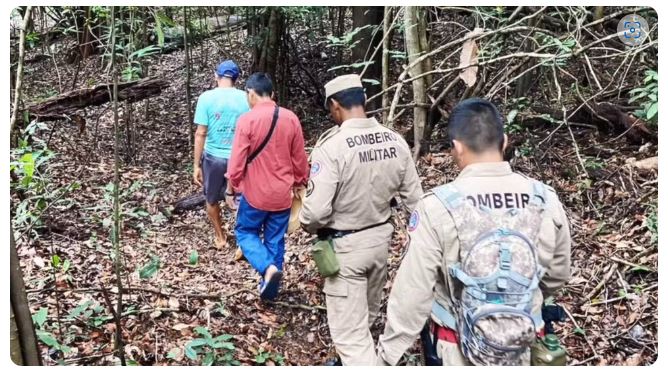 Bombeiros fazem buscas por homem que teve surto e sumiu em mata no Amazonas