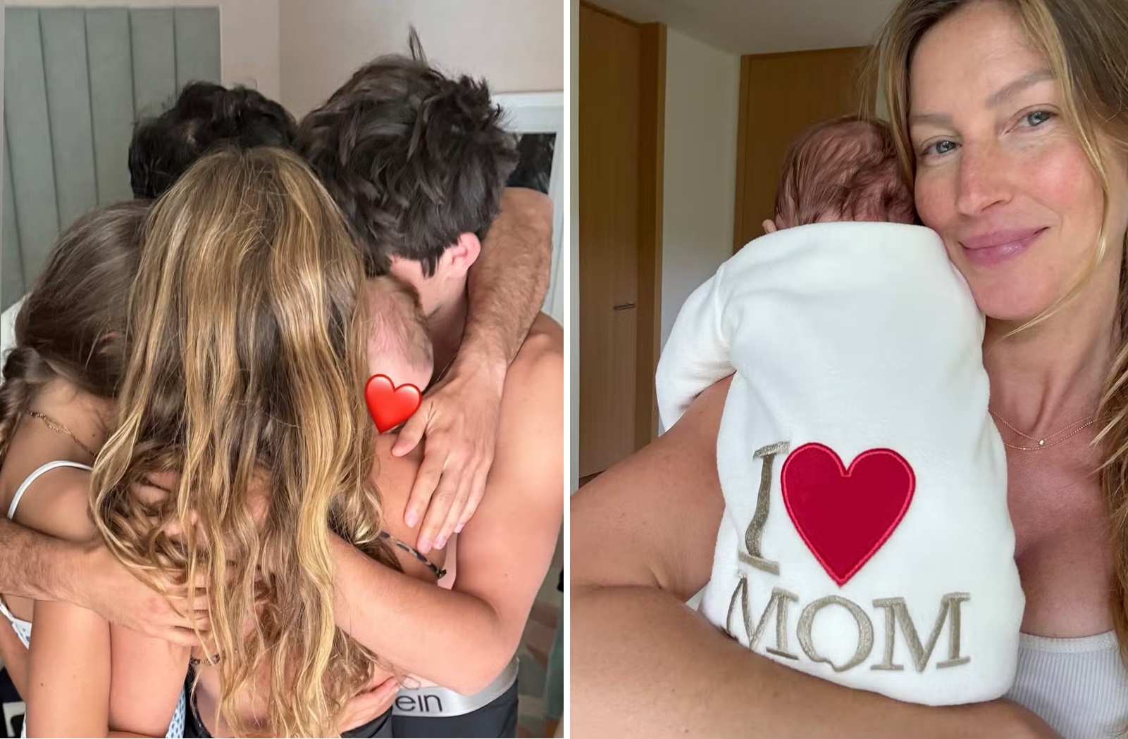 Gisele Bündchen mostra caçula pela 1ª vez em fotos com os filhos