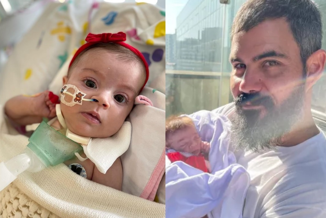 Filha de Juliano Cazarré está ‘treinando para voltar a respirar’ após traqueostomia