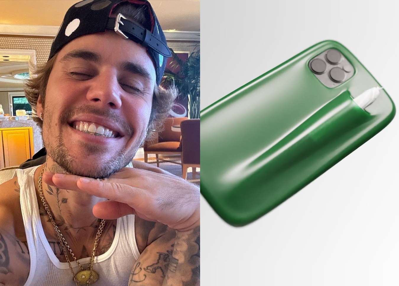 Justin Bieber cria capinha com porta-cigarro e pede autorização de Hailey