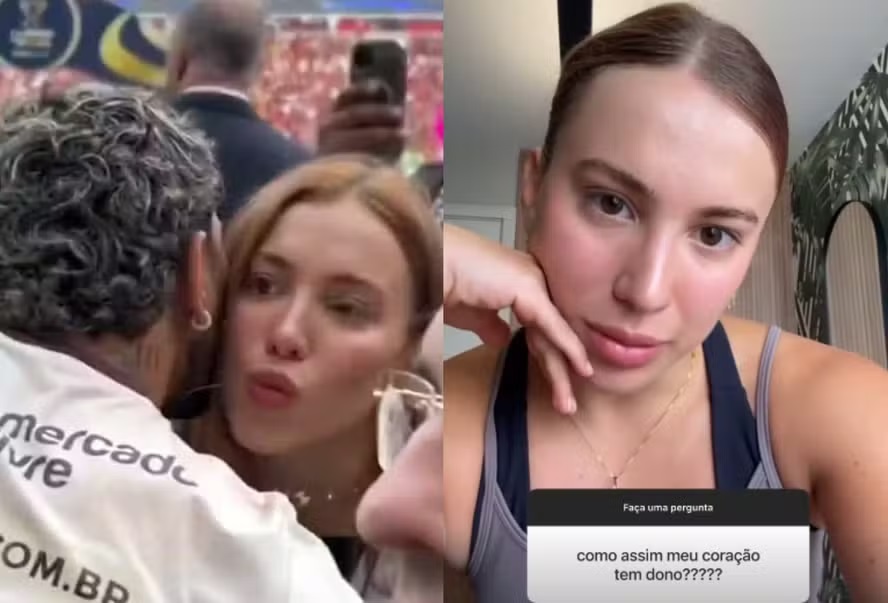 'Meu coração tem dono', diz Manu Cit após receber beijinho de Gabigol em gramado