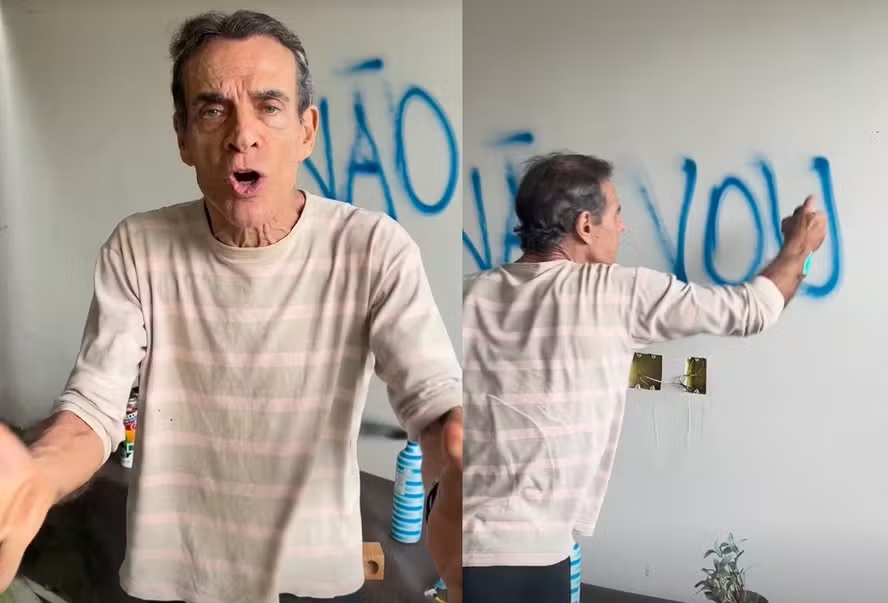 Ator Mário Gomes picha parede de mansão após ser despejado  
