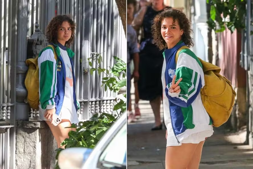 Mel Maia surge cacheada em gravação de filme após transição capilar