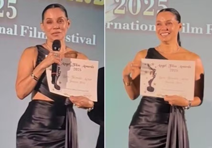 Mônica Carvalho leva prêmio de 'Melhor Atriz' em festival de cinema em Mônaco