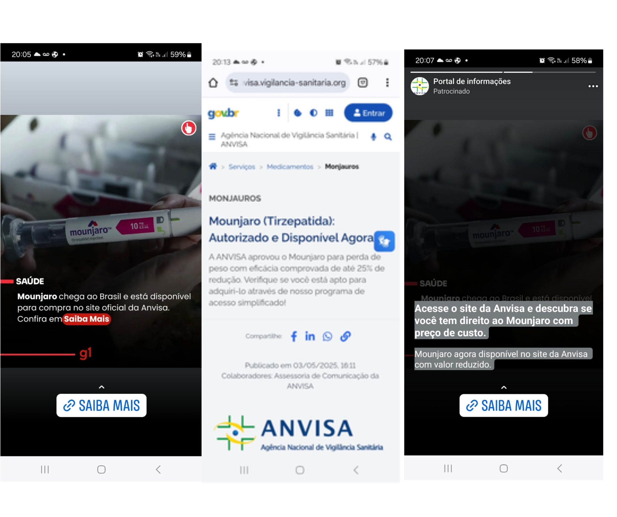Sites usam nome da Anvisa para anunciar falsa venda de Mounjaro