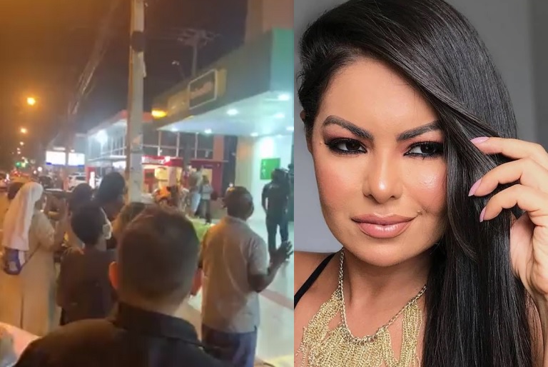 Fãs oram pela cantora Paulinha, do Calcinha Preta, em frente a hospital