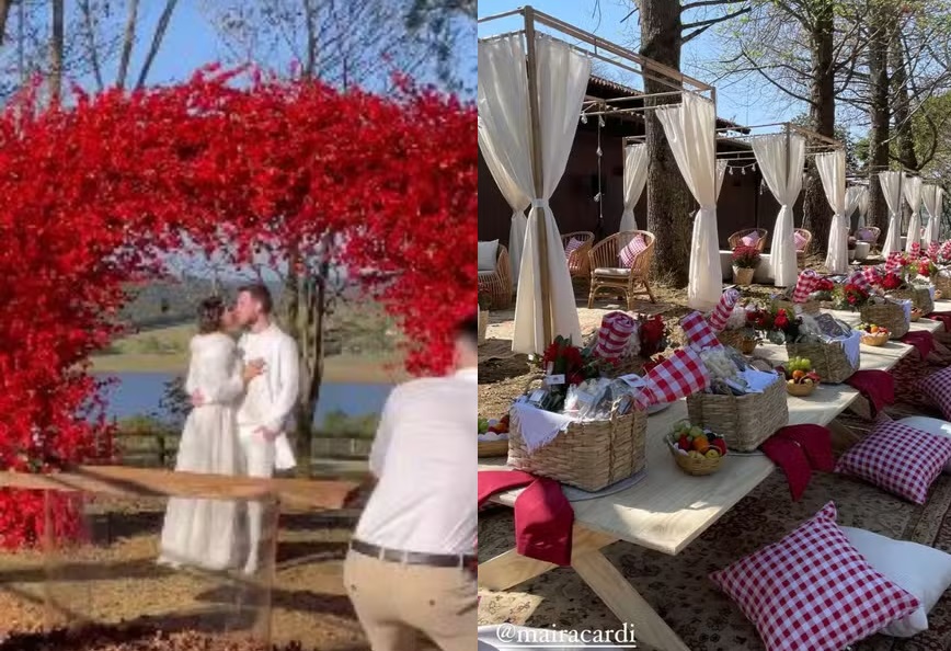 Maira Cardi e Thiago Nigro renovam votos após 1 ano de casamento