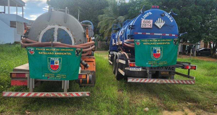 Polícia flagra caminhão limpa fossa despejando dejetos na AM-352; trio é preso