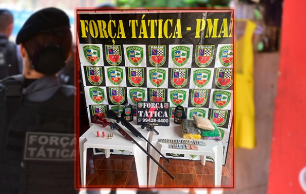 Trio é preso com espingarda e 5kg de drogas no Amazonas