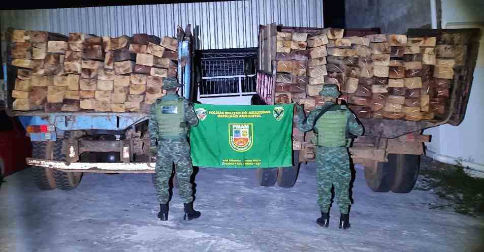 Polícia apreende 32 metros cúbicos de madeira serrada em Manacapuru