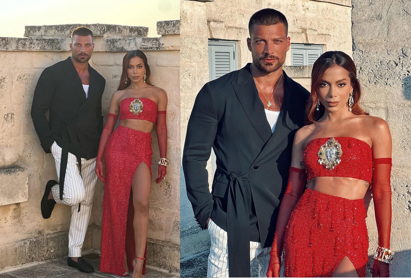 Na Itália, Anitta arranca elogios em foto com ator italiano Simone Susinna: 'casalzão'