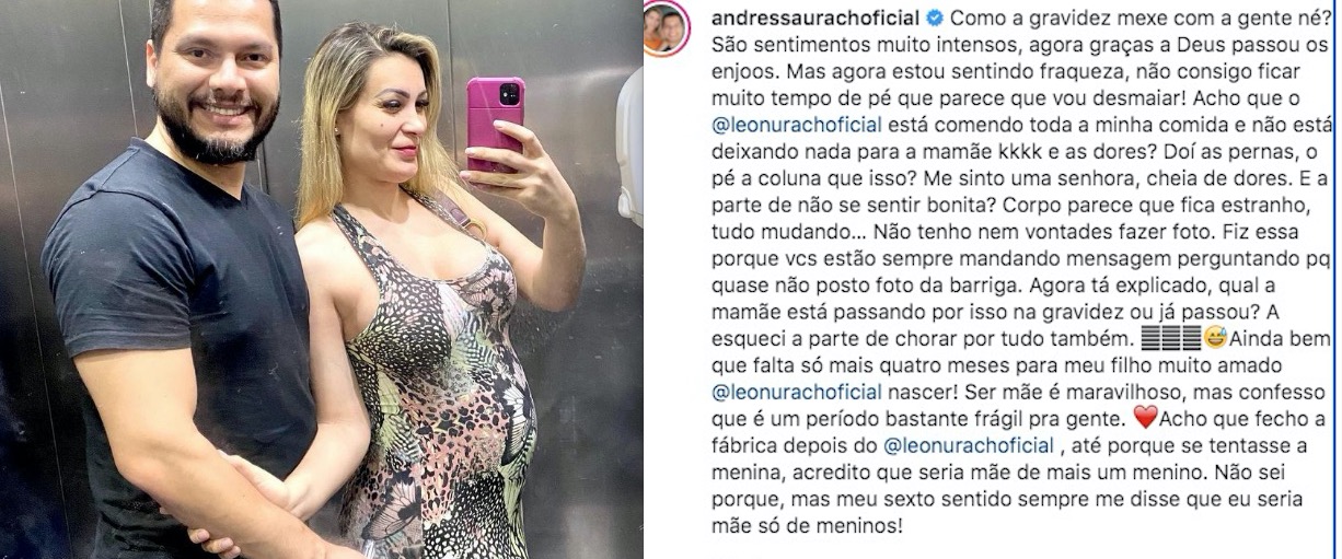 Andressa Urach posta foto rara da barriga de gravidez: 'não tenho vontade de fazer foto'