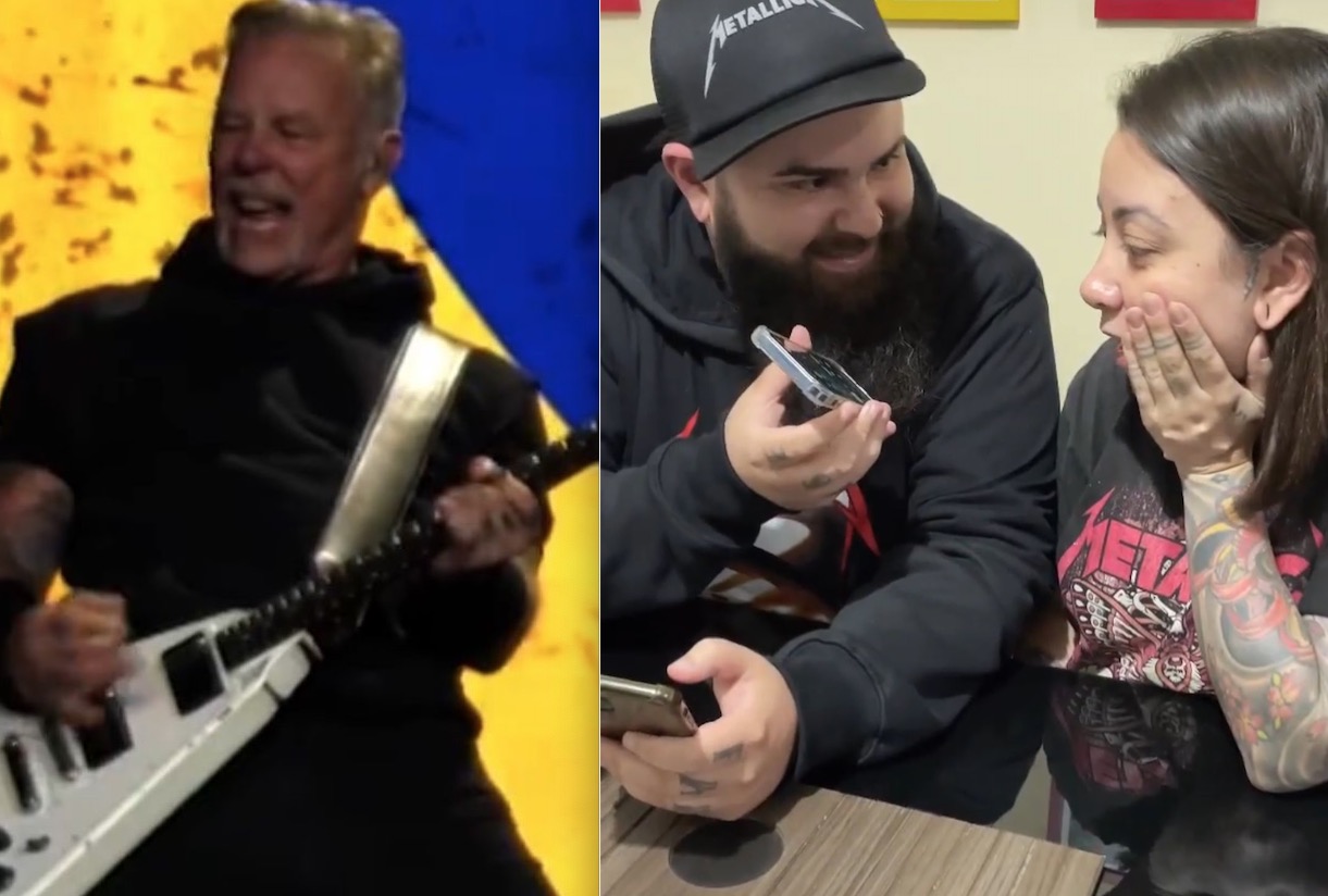 Vocalista do Metallica, James Hetfield, liga para fã que teve filho durante show