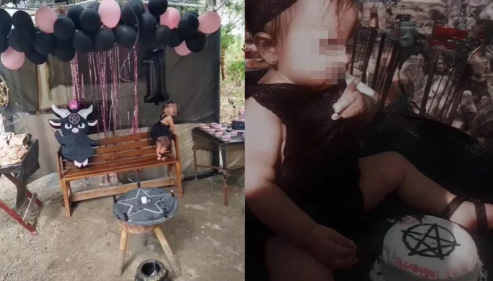 Mulher polemiza ao fazer aniversário para filha com tema ‘satânico’