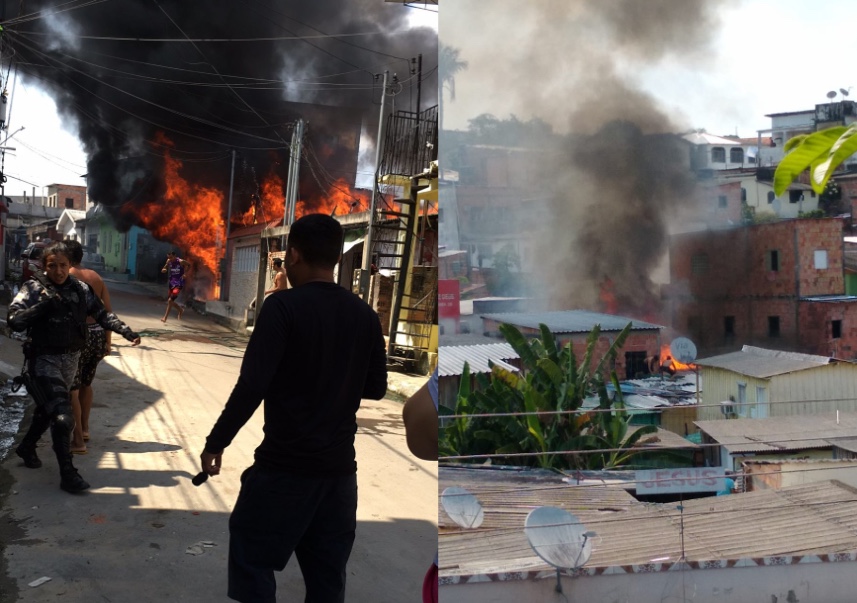Incêndio destrói casas no Japiim, em Manaus; vídeos