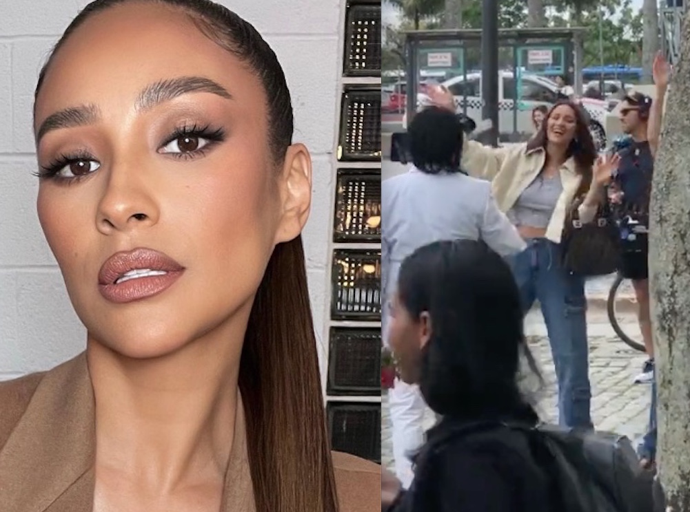 Atriz de ‘Pretty Little Liars’ se diverte com sósia de Roberto Carlos em Florianópolis 