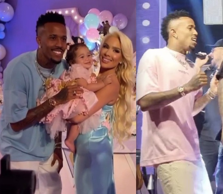 Éder Militão começa festa da filha usando aliança e termina sem, após namorada sair do evento
