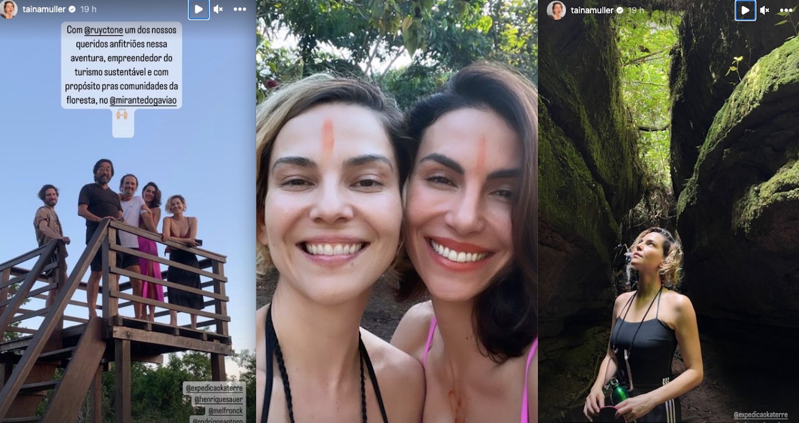 Rodrigo Santoro, Mel Fronckowiak e Tainá Müller fazem viagem pelo Amazonas