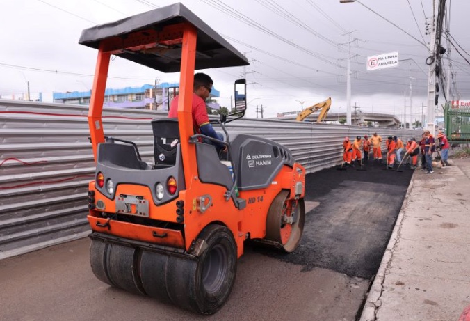 Prefeitura inicia recuperação asfáltica ao redor do viaduto Rei Pelé na zona leste 