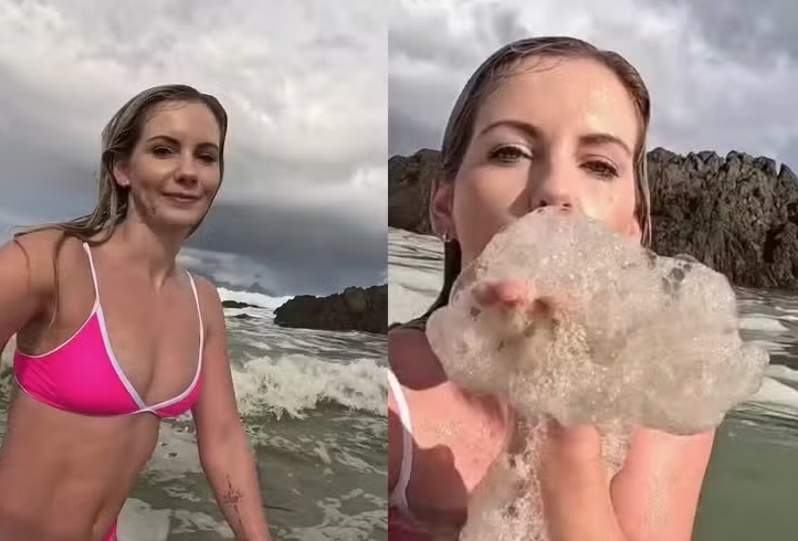 Influenciadora viraliza após nadar em água de esgoto sem saber: "Essa espuma é de cocô"