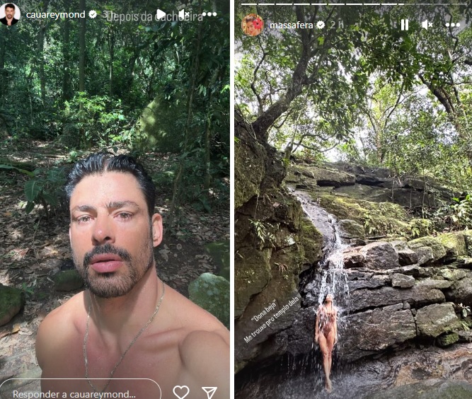 Grazi Massafera e Cauã postam vídeos em cenários idênticos e fãs especulam ‘remember'