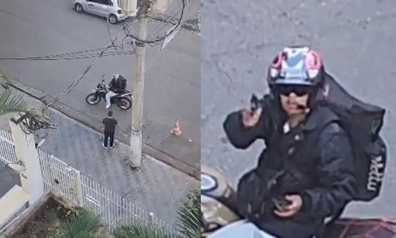 Assaltante atira contra moradora ao perceber que estava sendo filmado 
