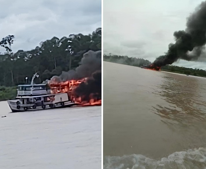 Quatro jovens ficam feridos em explosão de barco no Amazonas