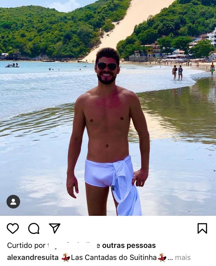 Irmão de Andressa Suita surge de sunga branca: ‘dá pra ver até as veias’