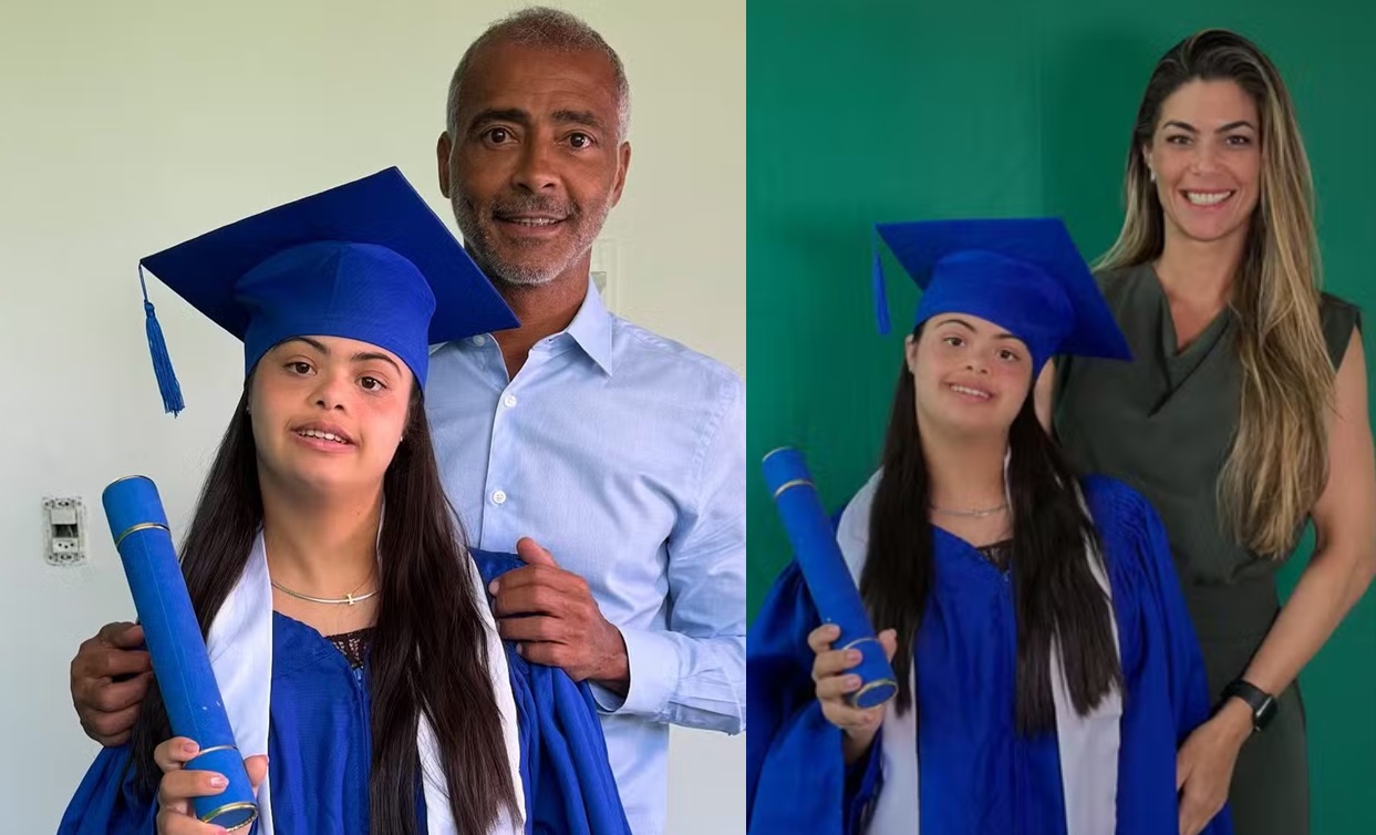 Filha de Romário com Síndrome de Down começa faculdade e mãe se emociona: 'não limite os sonhos'