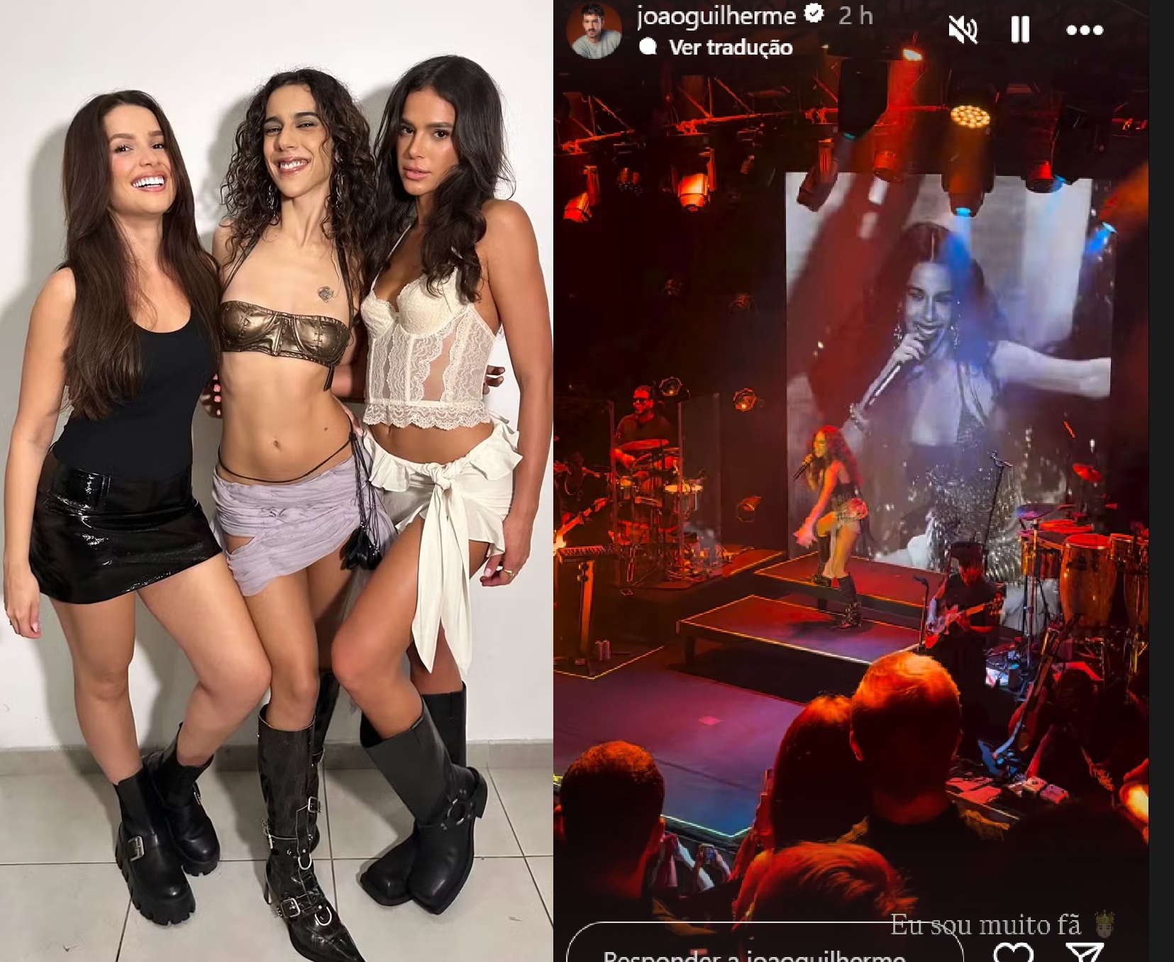 Bruna Marquezine e João Guilherme curtem show juntos após término