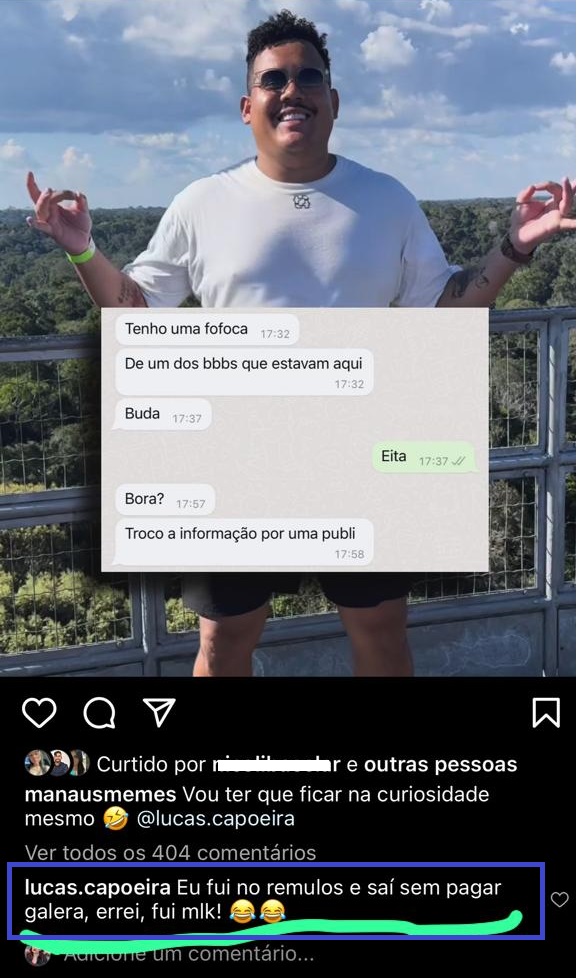 Ex-BBB Lucas Buda se desculpa após sair do Remulos sem pagar: 'fui moleque'