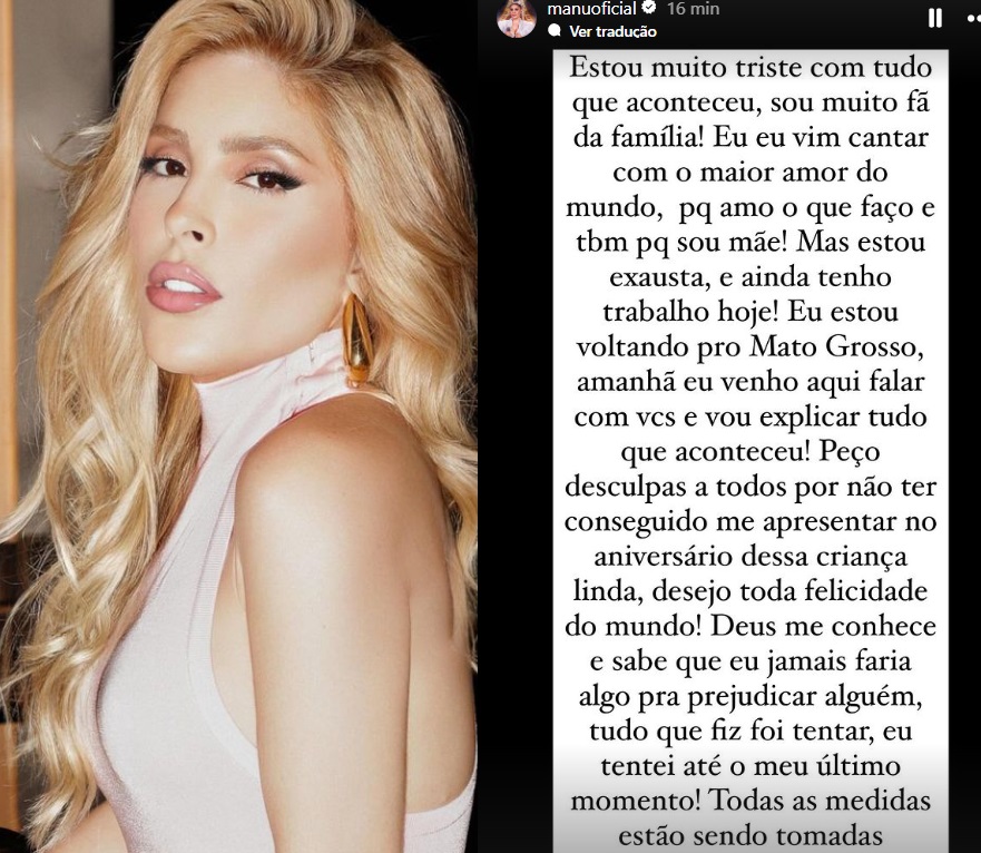 Manu Bahtidão quebra o silêncio após deixar festa de filha de Eliezer e Viih Tube