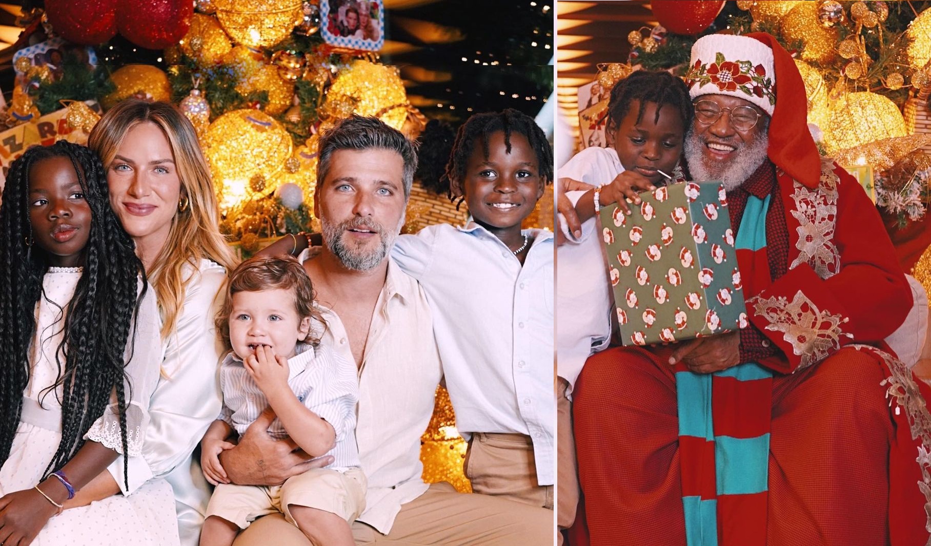 Bruno Gagliasso e Gio Ewbank mostram Natal com família completa e Papai Noel negro