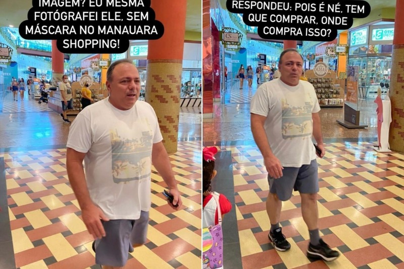 Manauara Shopping diz que orientou Pazuello a comprar máscara após flagra