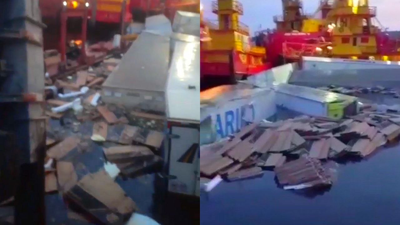 Vídeos mostram TVs 4K boiando no Rio Negro após acidente em porto em Manaus