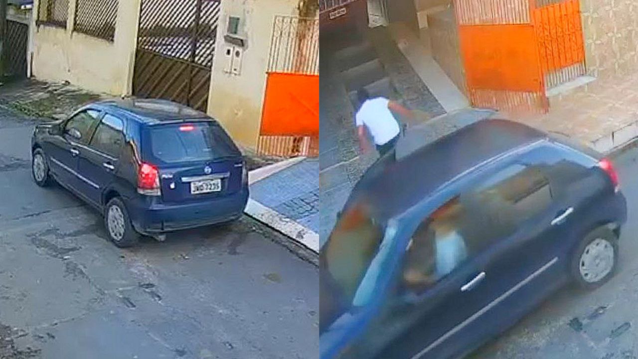 Vídeo mostra momento em que criminosos rendem enfermeira em garagem e roubam casa em Manaus