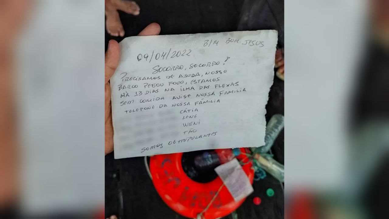 Bilhete com pedido de socorro ajuda a encontrar náufragos em ilha deserta no Pará