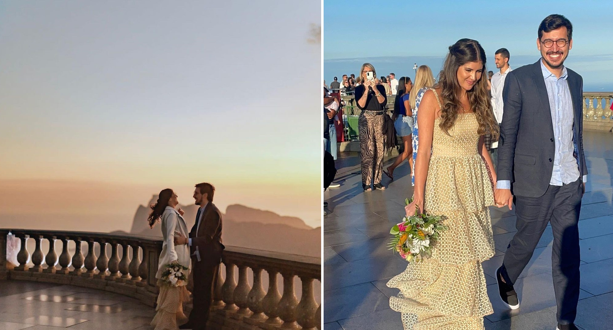 Jornalista da GloboNews se casa com filha de repórter aos pés do Cristo Redentor; fotos