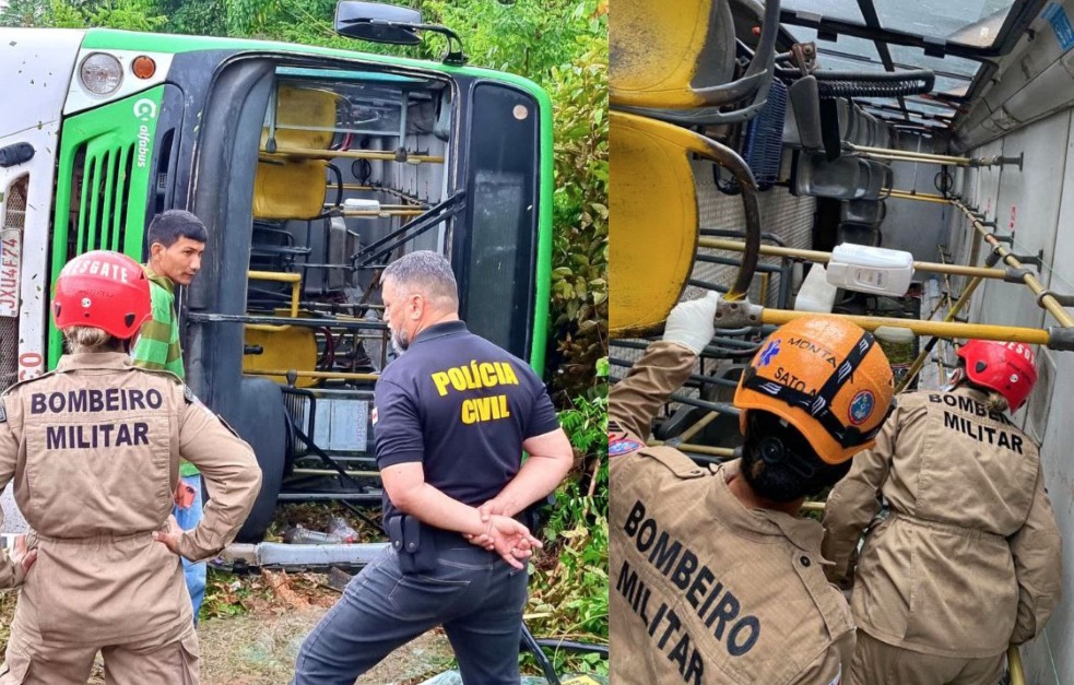 Saiba estado de saúde de passageiros de ônibus que capotou em Iranduba
