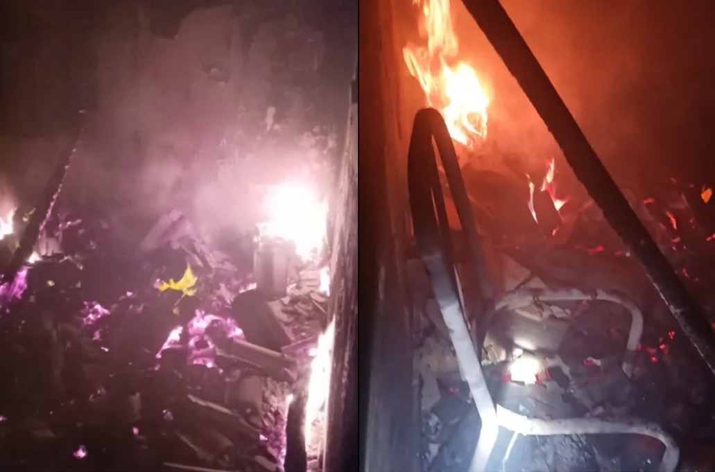 Casa é atingida por raio e pega fogo durante chuva de granizo