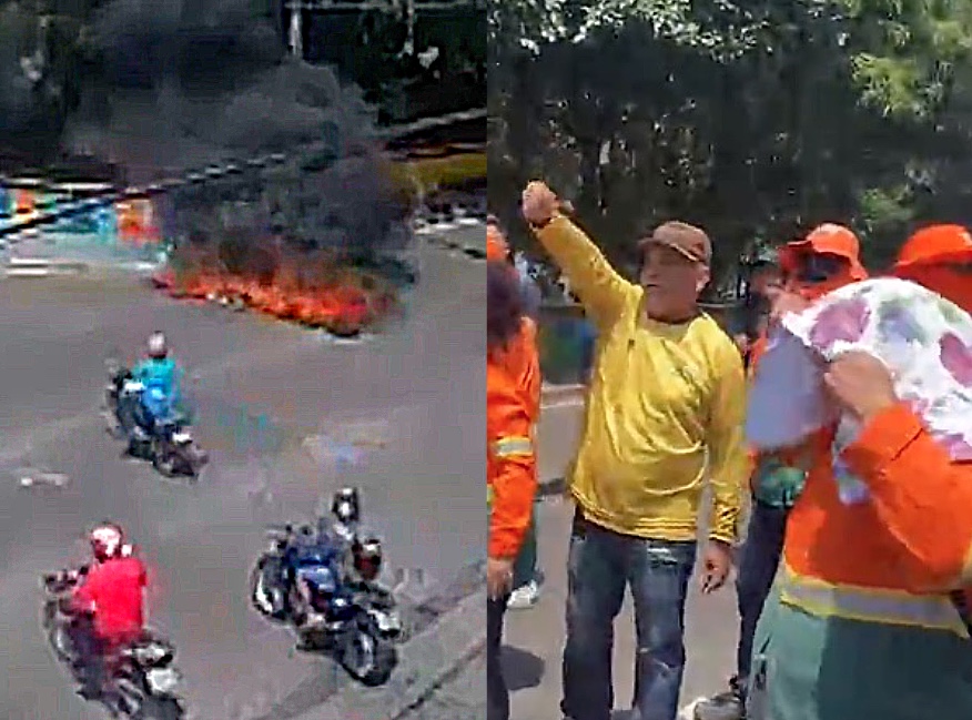 Garis ateiam fogo em pneus e bloqueiam avenida em protesto em Manaus; vídeo