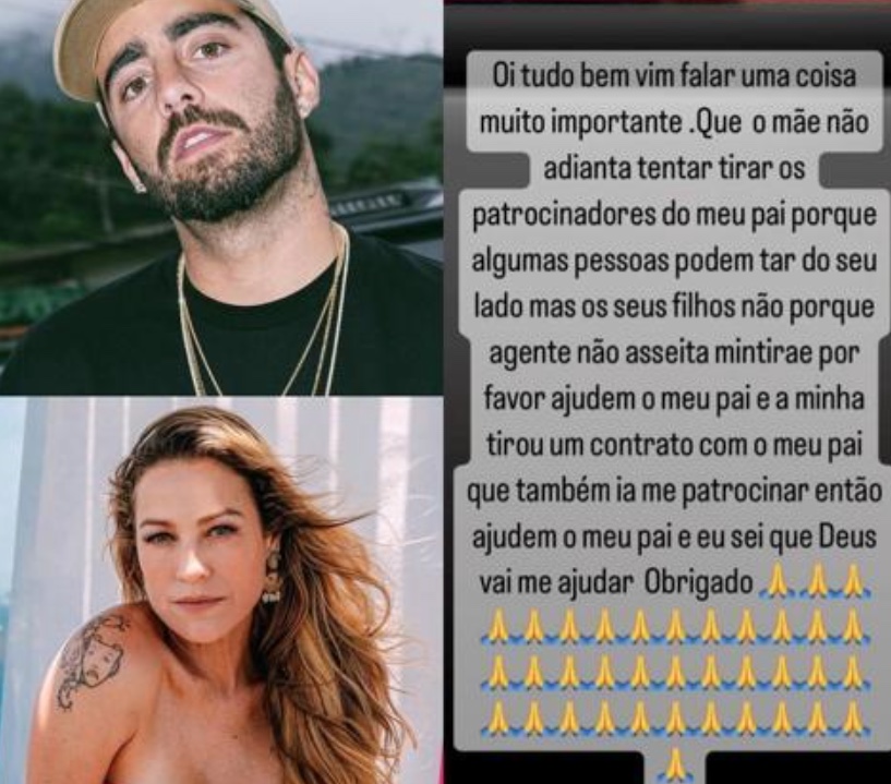 Filho de Pedro Scooby e Luana Piovani manda suposto recado tomando partido contra a mãe