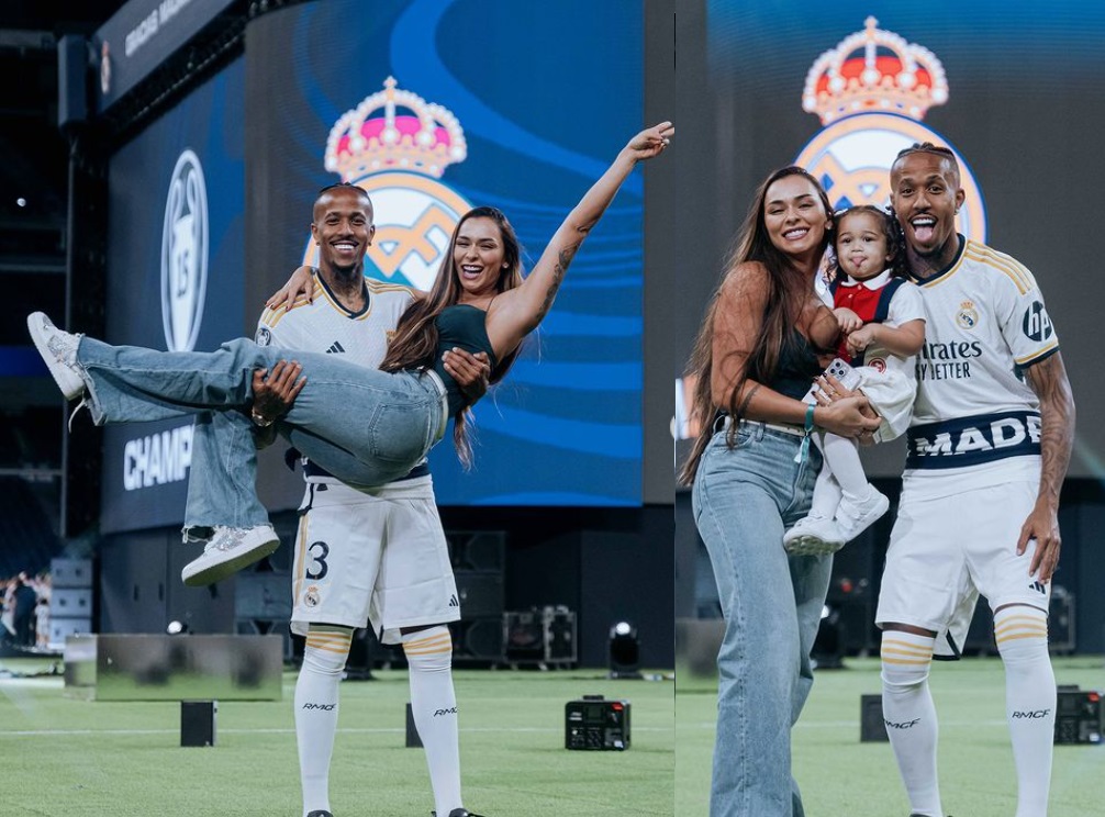 Éder Militão posta 1ª foto romântica no feed com Tainá Castro, ex de Léo Pereira: 'em família'