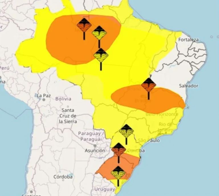 Alerta amarelo do Inmet aponta risco de temporais no Amazonas hoje 