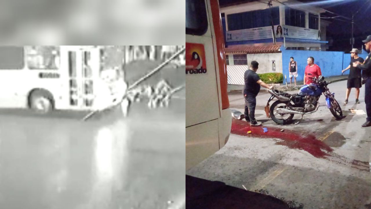 Vídeo flagra momento em que ônibus passa por cima de motociclista em Manaus