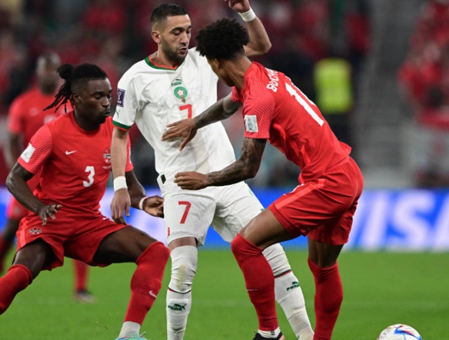 No primeiro tempo, Marrocos marca dois gols e Canadá se dá bem após gol contra de Aguerd