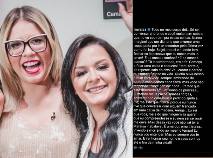 Maraisa desabafa sobre último adeus a Marília Mendonça: 'tudo no meu corpo dói'