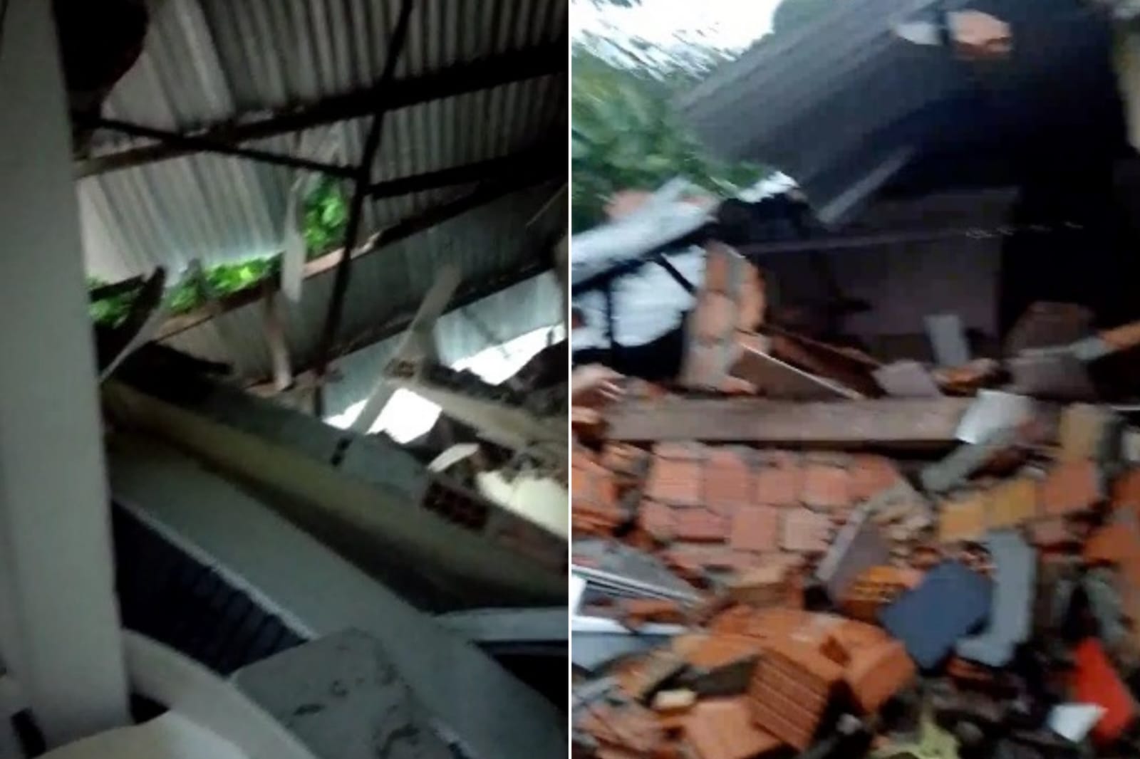 Casa desaba e duas crianças ficam presas sob escombros durante temporal em Manaus