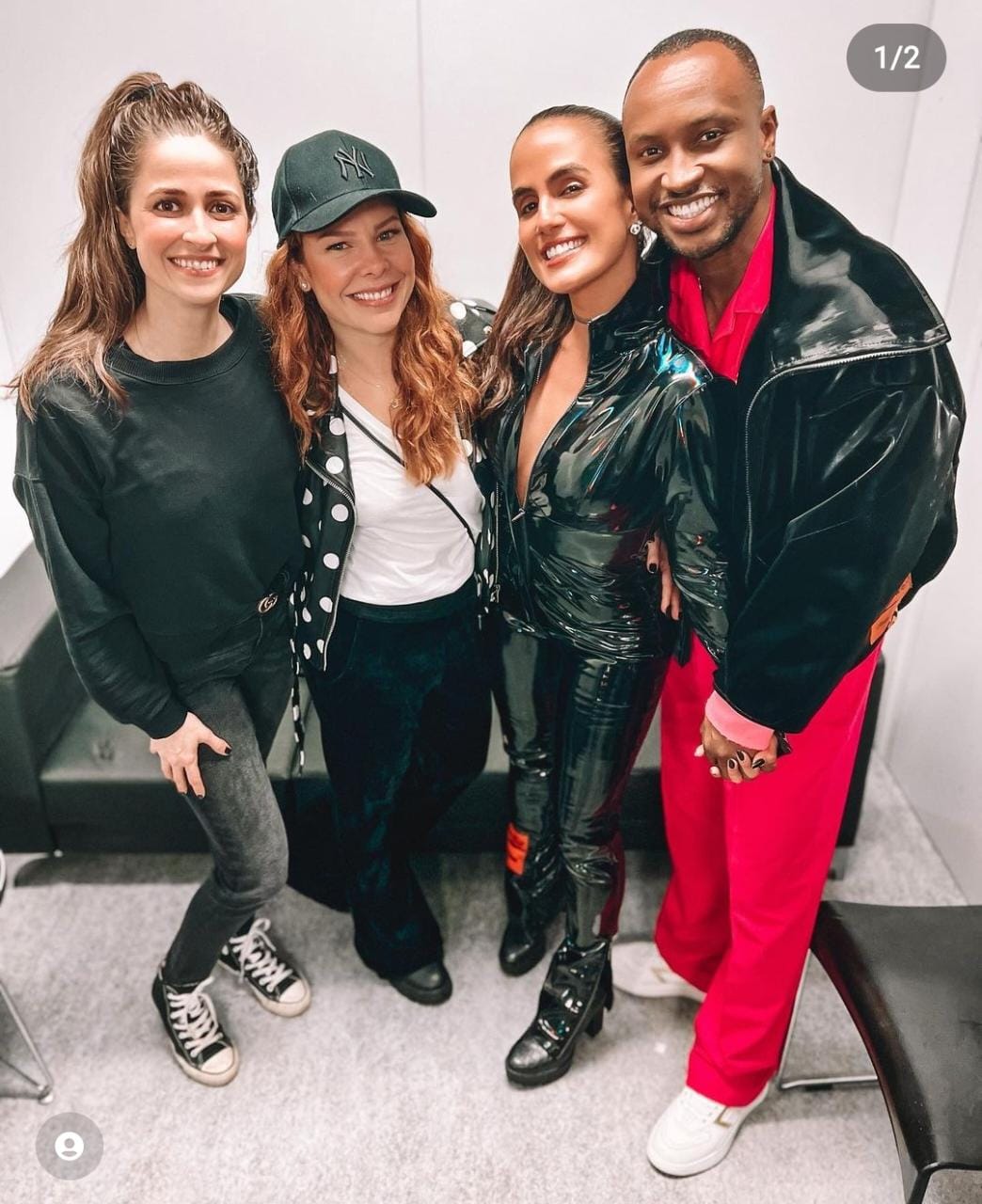 Thiaguinho e Fernanda Souza posam com namoradas no Rock in Rio: ‘Amo a gente’