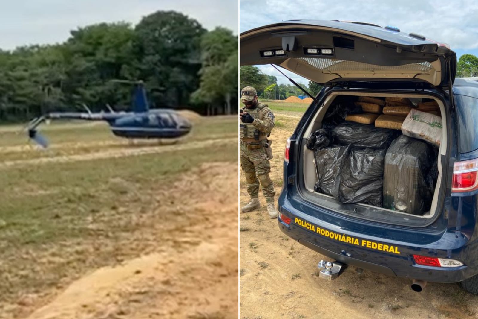 Piloto foge e abandona helicóptero com 230 kg de drogas após pouso de emergência no Amazonas